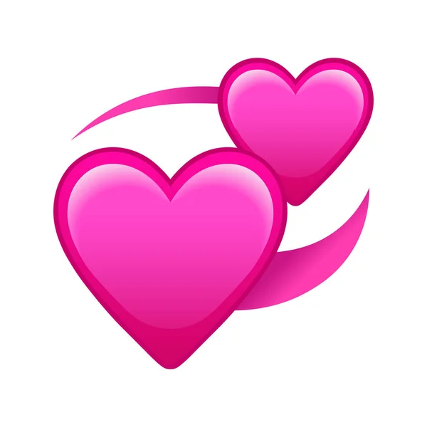 Pink Couple Hearts Large Size Emoji Romance Icon — Stock Vector