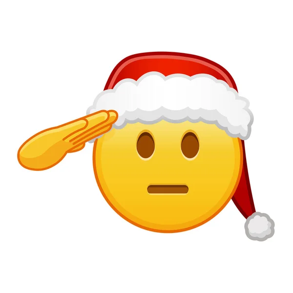 Christmas Emoji Hand Face Large Size Yellow Emoji Smile — Stock Vector
