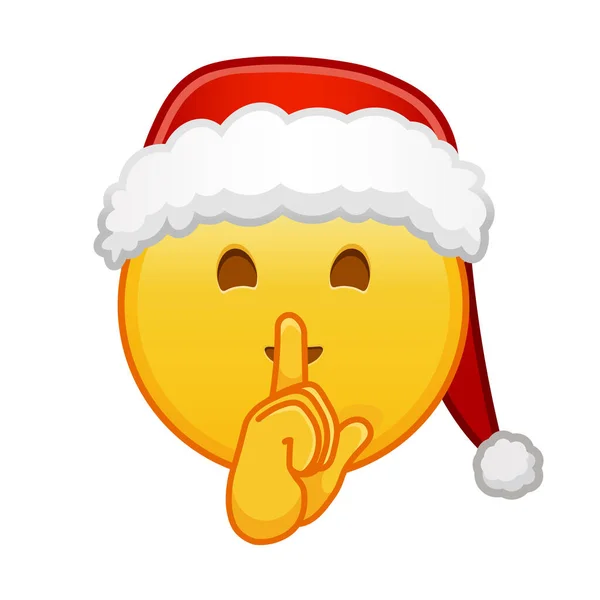 Різдвяне Обличчя Індексним Пальцем Губах Великий Розмір Жовтої Посмішки Емодзі — стоковий вектор