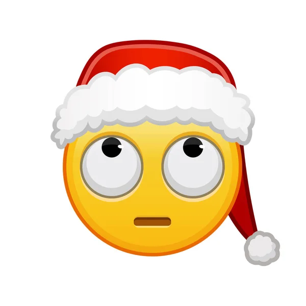 Christmas Face Rolling Eyes Large Size Yellow Emoji Smile — Stock Vector