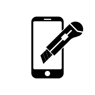 Uygulama ve web için bıçak kırtasiye simgesi olan telefon