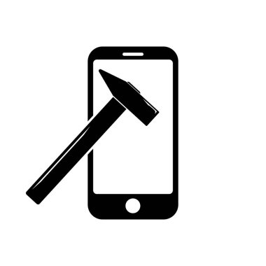 Uygulama ve web için basit çekiç simgesi olan telefon