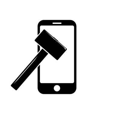 Uygulama ve web için basit çekiç simgesi olan telefon