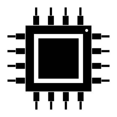 Dijital elektronik bilgisayar işlemci çip simgesinin basit çizimi