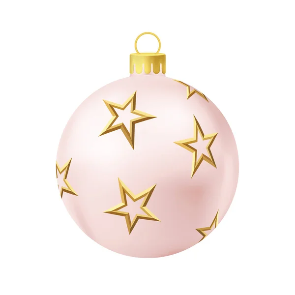 Altın Yıldızlı Bej Noel Ağacı Topu — Stok Vektör