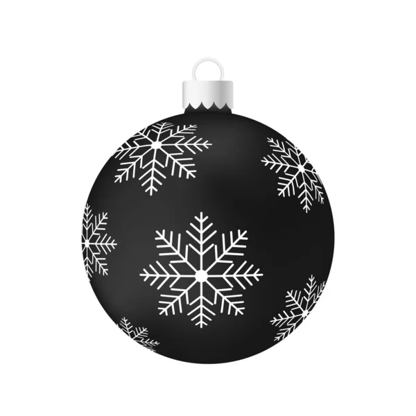 Juguete Pelota Árbol Navidad Negro Ilustración Volumétrica Realista Color — Archivo Imágenes Vectoriales