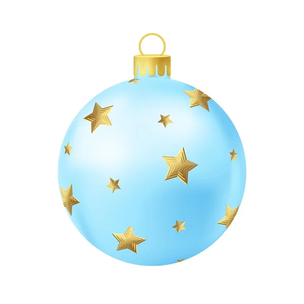 Blue Christmas Tree Ball Gold Star — Stock Vector