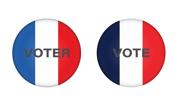 2022 Elnökválasztás Franciaországban Jelvény Vagy Gomb Francia Zászlóval — Stock Vector