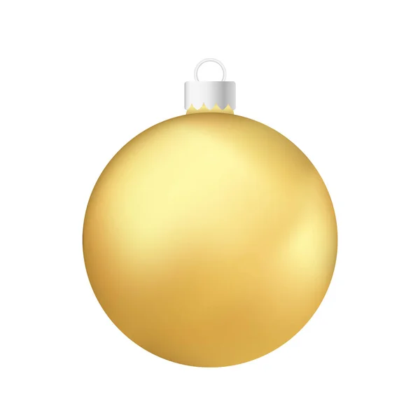 Gold Christmas Tree Toy Ball Ογκομετρική Και Ρεαλιστική Απεικόνιση Χρώματος — Διανυσματικό Αρχείο