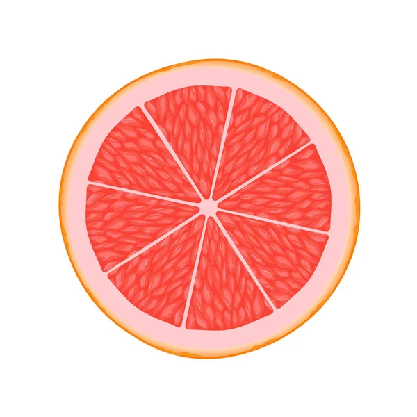 Grapefruitový Plátek Ilustrace Pro Web Izolované Bílém Pozadí — Stockový vektor