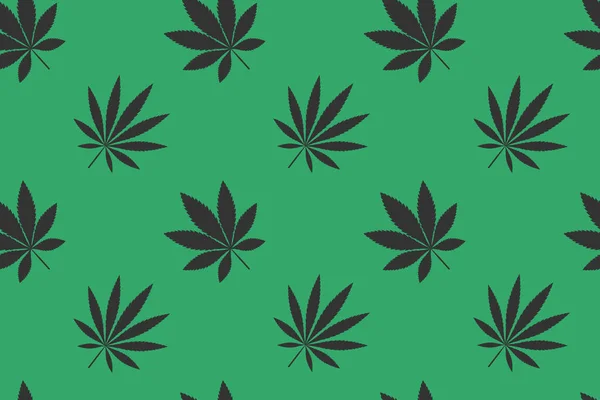 Green Pattern Dark Leaves Cannabis Indica Sativa — Stock Vector