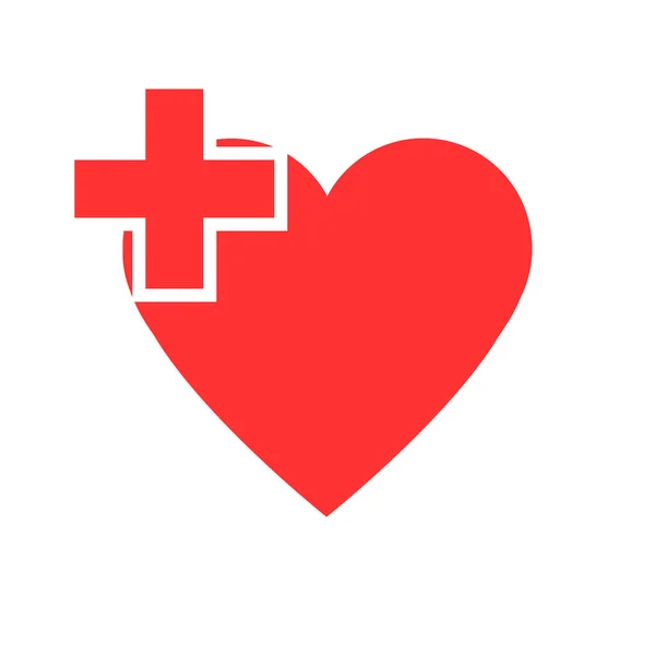 Ілюстрація Ікони Охорони Здоров Хрест Серці Ілюстрація Медицини Про Охорону — стоковий вектор