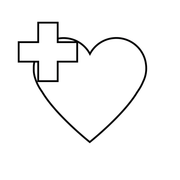 Ilustração Ícone Cuidados Saúde Cruz Coração Ilustração Medicina Sobre Cuidados —  Vetores de Stock