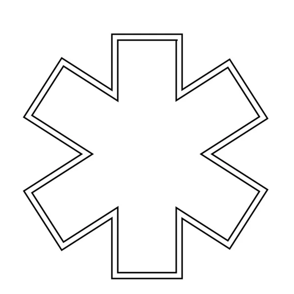 生命アイコンの医療標識スター 病院救急車スターグリフスタイルのピクトグラム — ストックベクタ