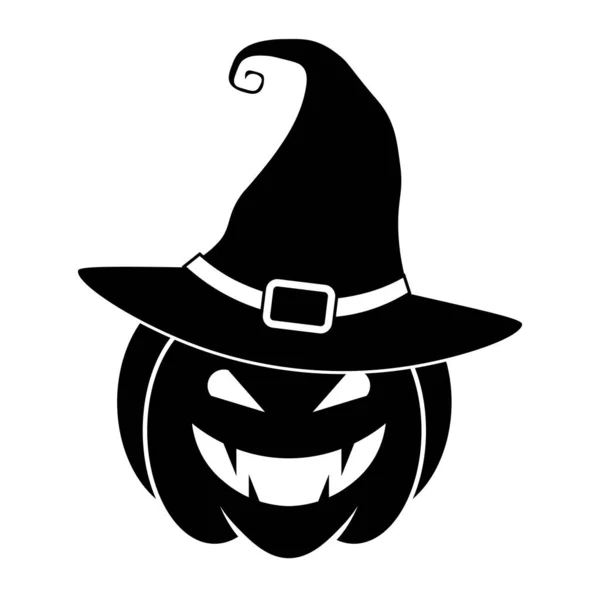 Απλή Halloween Τρομακτικό Κολοκύθα Καπέλο Μάγισσα Επίπεδη Στυλ — Διανυσματικό Αρχείο