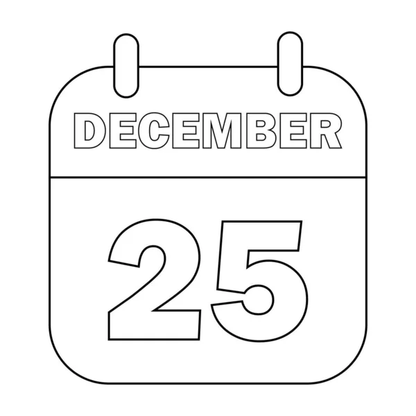 Απλή Απεικόνιση Του Ημερολογίου Δεκεμβρίου Εικονίδιο Για Τις Διακοπές Των — Διανυσματικό Αρχείο