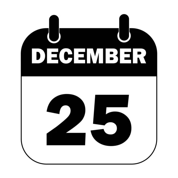 圣诞假期12月25日日历图标的简单说明 — 图库矢量图片