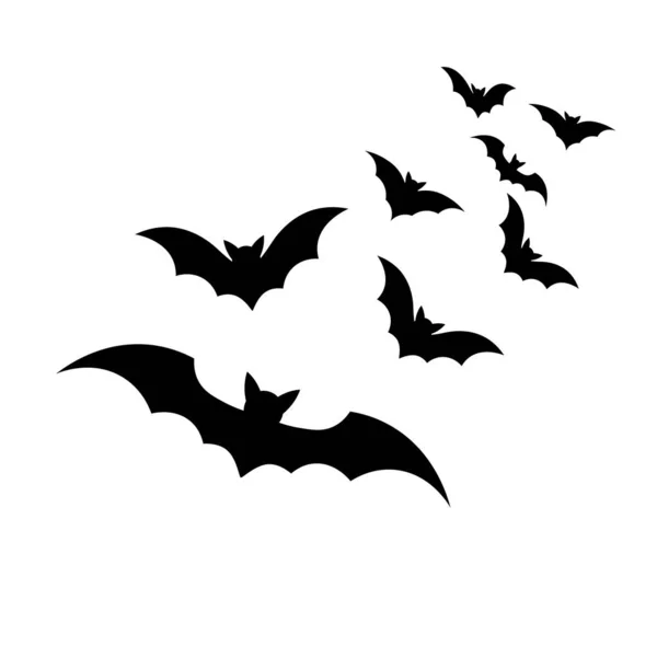 ハロウィンの日のグリーティングカードのためのコウモリのシルエットのシンプルなイラスト — ストックベクタ