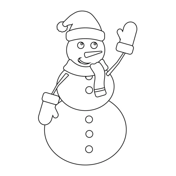 Eenvoudige Illustratie Van Grappige Sneeuwpop Concept Voor Kerstvakantie — Stockvector