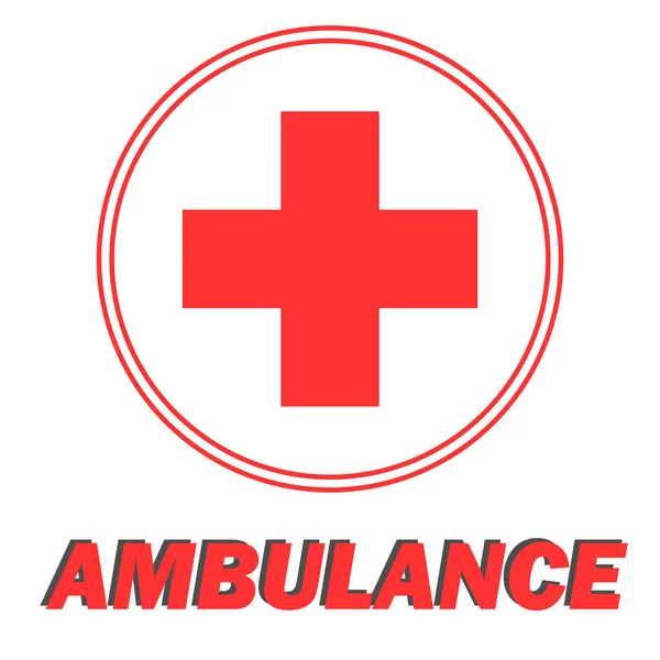 Prosta Ilustracja Medycznego Krzyża Słowem Ambulance Izolowana Płaska Ikona — Wektor stockowy