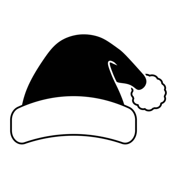 サンタクロースのクリスマスの帽子のアイコンの簡単なイラスト — ストックベクタ
