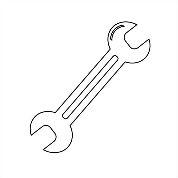 Simple Spanner Isolated White Background — Stock Vector