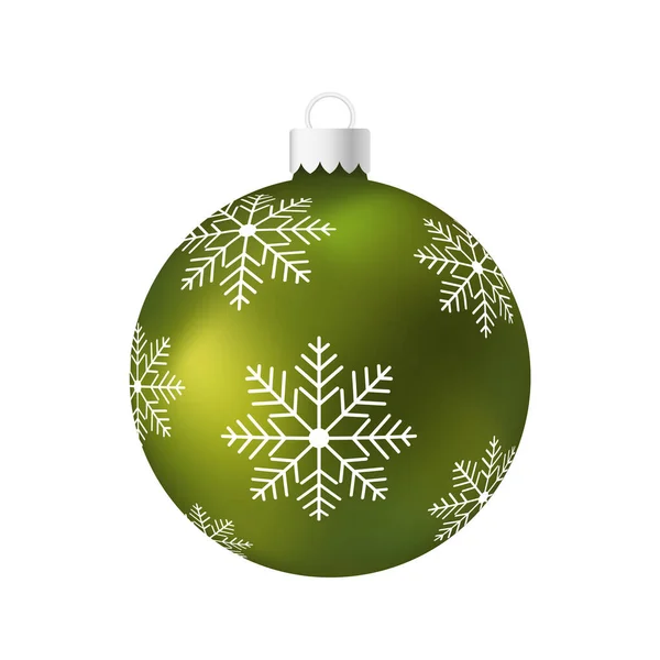 Juguete Bola Verde Del Árbol Navidad Ilustración Volumétrica Realista Del — Vector de stock