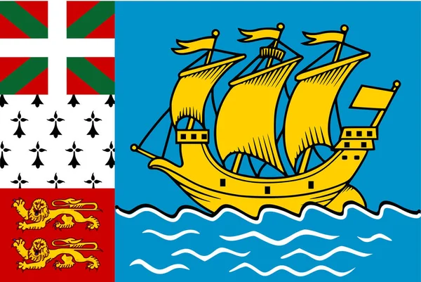Saint Pierre Miquelon Vlag Eenvoudige Illustratie Voor Onafhankelijkheid Dag Verkiezing — Stockvector