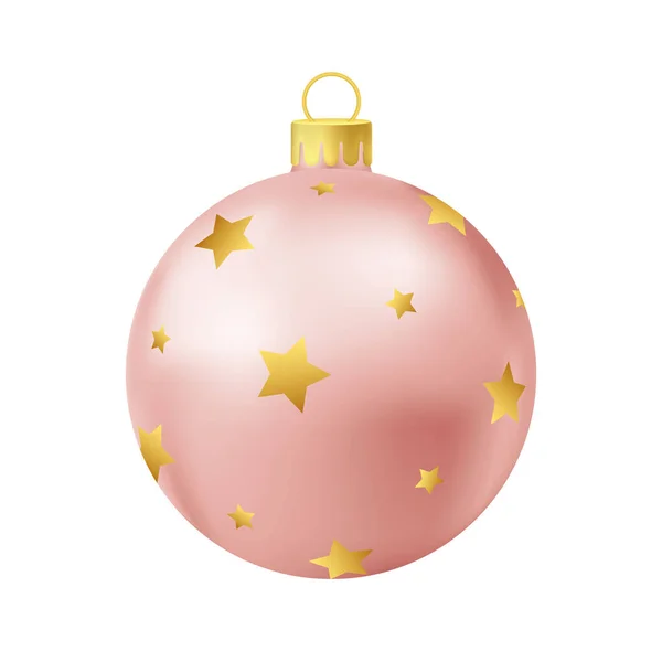 Beige Christmas Tree Ball Gold Star — Vetor de Stock
