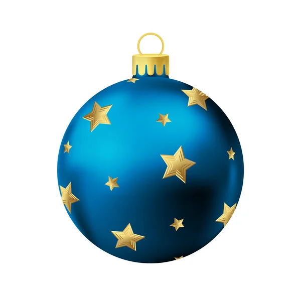 Kék Karácsonyfa Labda Arany Csillag — Stock Vector
