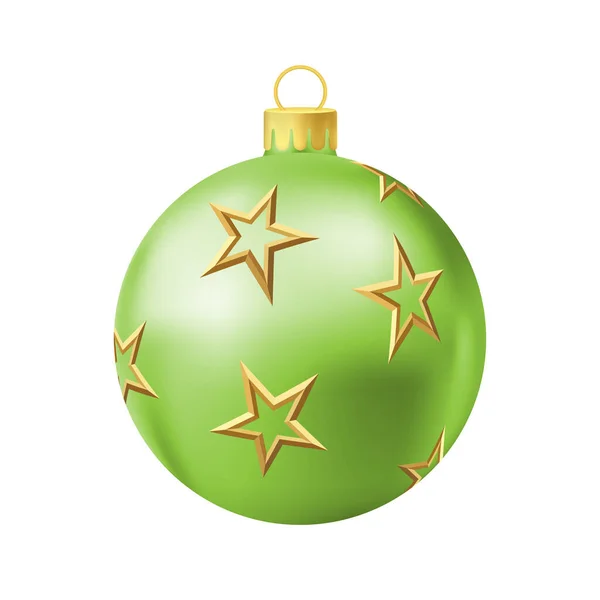 Green Christmas Tree Ball Gold Star — Archivo Imágenes Vectoriales
