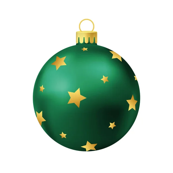 Groene Kerstboom Bal Met Gouden Ster — Stockvector