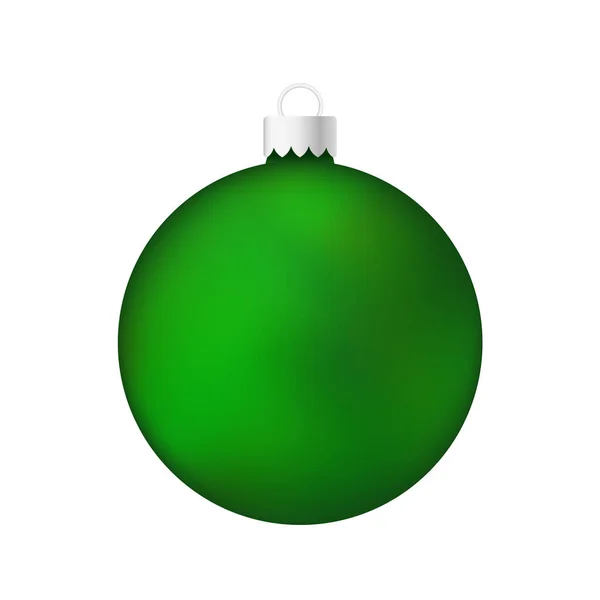 Yeşil Noel Ağacı Oyuncağı Veya Top Volumetrik Gerçekçi Renk Çizimi — Stok Vektör