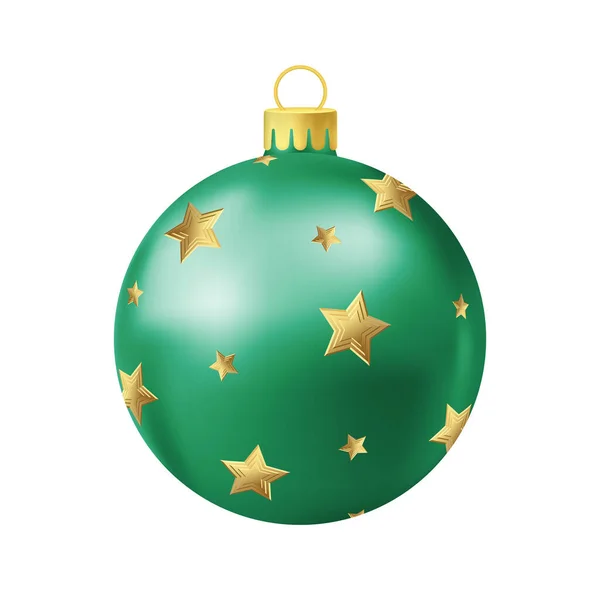 Zöld Karácsonyfa Labda Arany Csillag — Stock Vector