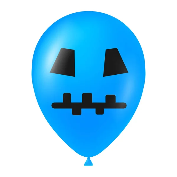 Ilustrasi Balon Biru Halloween Dengan Wajah Menakutkan Dan Lucu - Stok Vektor