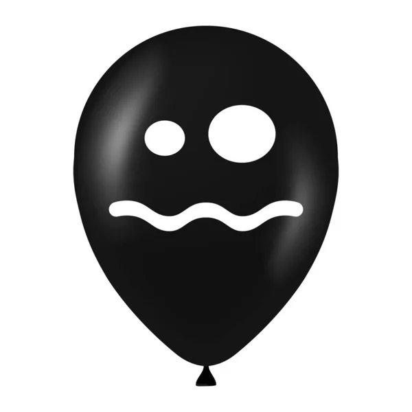 Halloween Balão Preto Ilustração Com Rosto Assustador Engraçado —  Vetores de Stock