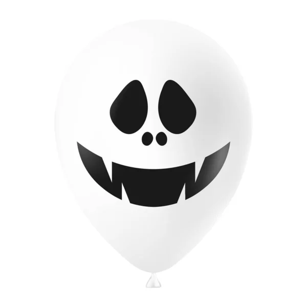 Korkunç Komik Yüzlü Cadılar Bayramı Beyaz Balonu Çizimi — Stok Vektör