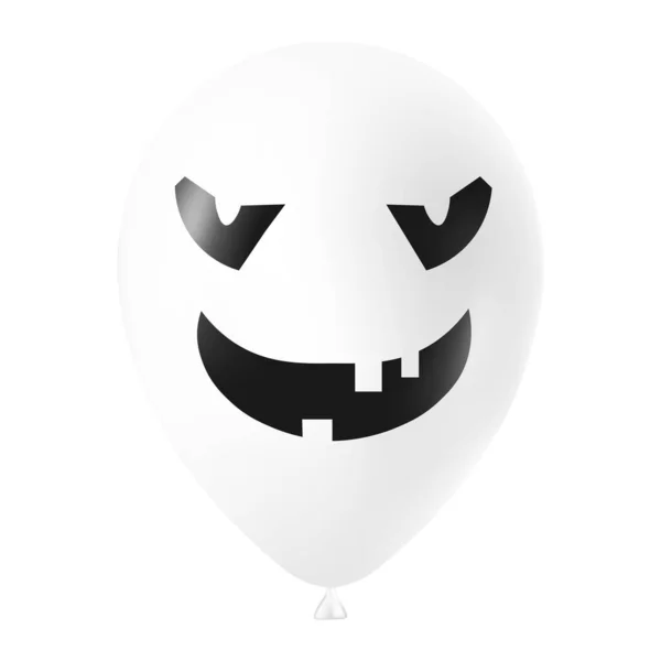 Ilustración Globo Blanco Halloween Con Cara Aterradora Divertida — Archivo Imágenes Vectoriales