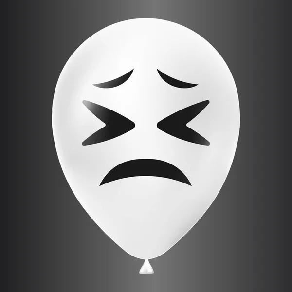Иллюстрация Белому Воздушному Шару Хэллоуин Пугающим Смешным Лицом Изолированным Темном — стоковый вектор