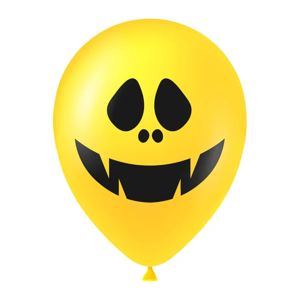 Halloween Gul Ballong Illustration Med Skrämmande Och Roligt Ansikte — Stock vektor