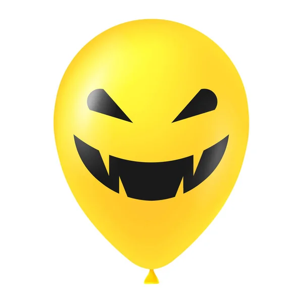 Halloween Gul Ballong Illustration Med Skrämmande Och Roligt Ansikte — Stock vektor