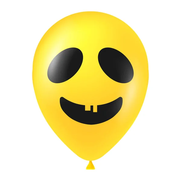 Halloween Yellow Balloon Illustration Scary Funny Face — Stock Vector