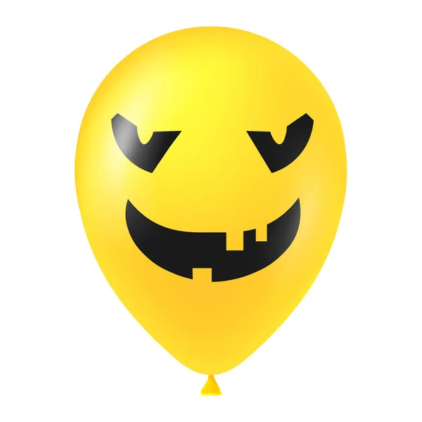 Halloween Sárga Lufi Illusztráció Ijesztő Vicces Arc — Stock Vector