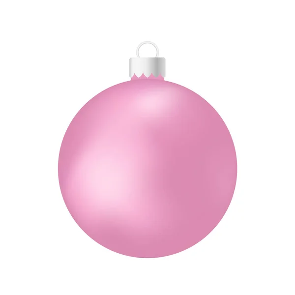 Pink Rose Juletræ Legetøj Eller Bold Volumetrisk Realistisk Farve Illustration – Stock-vektor