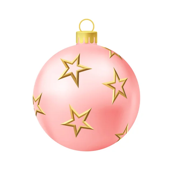 Altın Yıldızlı Kırmızı Noel Ağacı Topu — Stok Vektör
