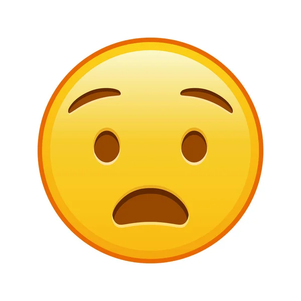 Visage Angoissé Grande Taille Sourire Emoji Jaune — Image vectorielle
