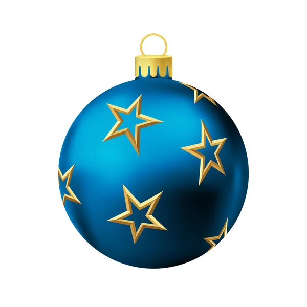 金の星と青クリスマスツリーボール — ストックベクタ