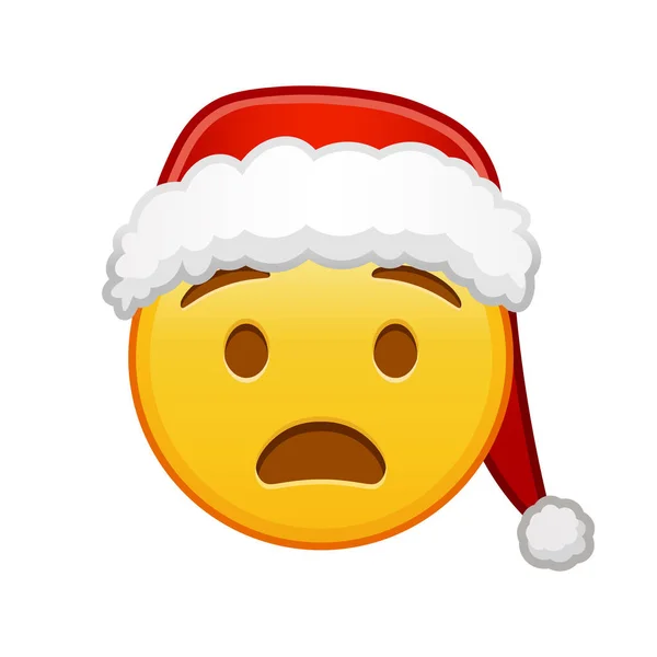 Natale Viso Angosciato Grande Dimensione Del Sorriso Emoji Giallo — Vettoriale Stock
