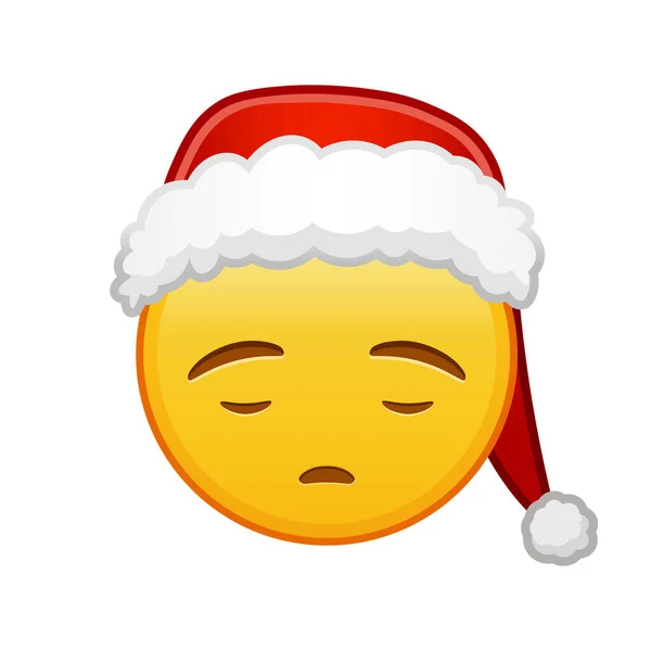 Christmas Anguished Face Large Size Yellow Emoji Smile — Stock Vector