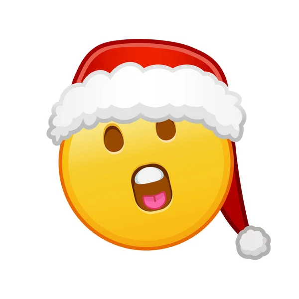 Volto Natale Bocca Aperta Grande Dimensione Del Sorriso Emoji Giallo — Vettoriale Stock